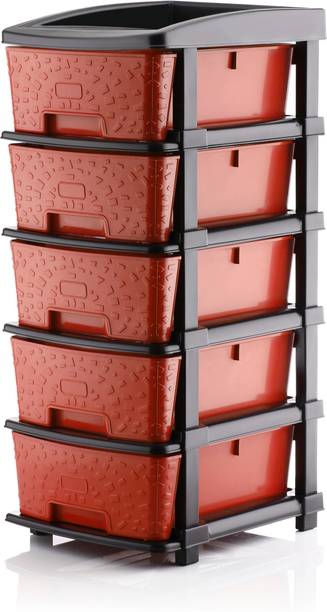 PALAK 5 Plastic Modular Transparent Drawer System for Home, Office, Hospital, Parlor Plastic Free Standing Chest of Drawers
