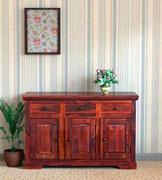 BM Wood Furniture Wooden Sideboard Cabinets for Living Room | Kitchen Chest of Drawer with 3 Cabinet & 3 Drawer | Sheesham, Honey Finish Solid Wood Free Standing Cabinet