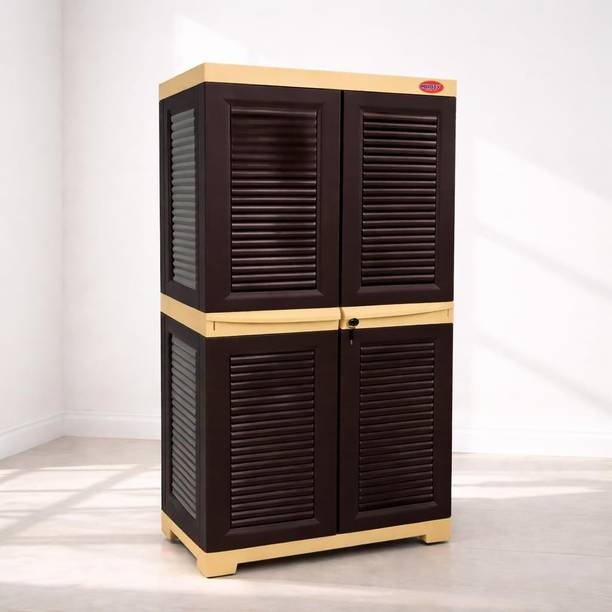 melody Plastic Cabinet | 4-Shelf Storage Cupboard with Doors | Multi Organizer Plastic Free Standing Cabinet