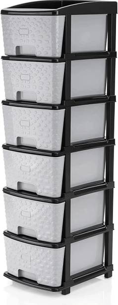 PALAK 6 Plastic Modular Transparent Drawer System for Home, Office, Hospital, Parlor Plastic Free Standing Chest of Drawers