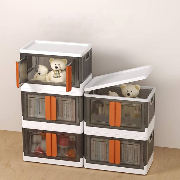 Vittamix 5 Units Multipurpose Folding Cabinet Storage Organizer Box with Wheels&Lid.(5XL) Plastic Free Standing Chest of Drawers
