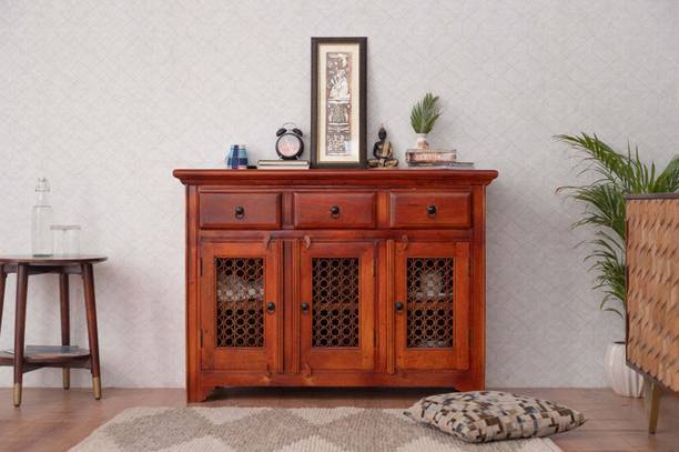 Furnishilp Solid Mango Wood Sideboard/Cabinet With drawers and shelves Solid Wood Free Standing Sideboard