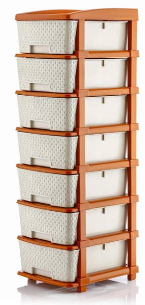 Flipkart SmartBuy 7 Plastic Modular Transparent Drawer System for Home, Office, Hospital, Parlor Plastic Free Standing Chest of Drawers