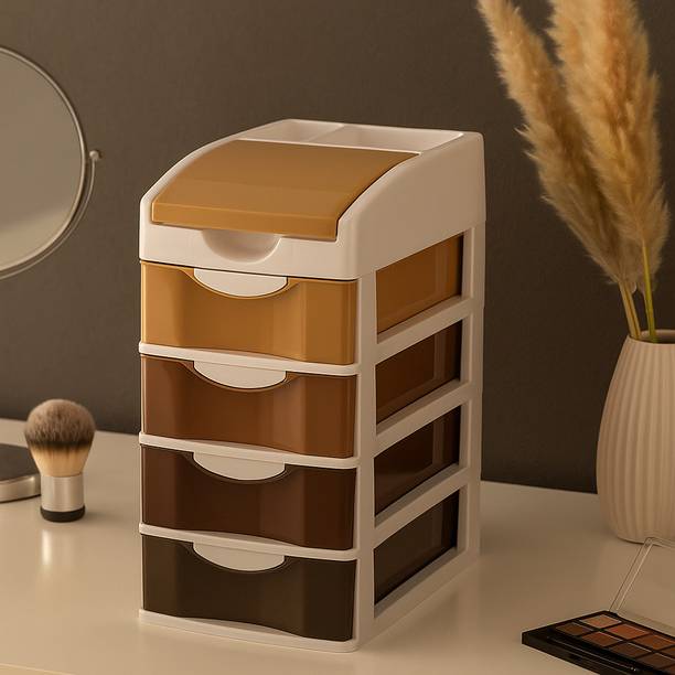 Nabhya Small Size Cosmetic & Make-up Organizers Drawer (30.5 cm,22 cm,15 cm) Plastic Free Standing Chest of Drawers