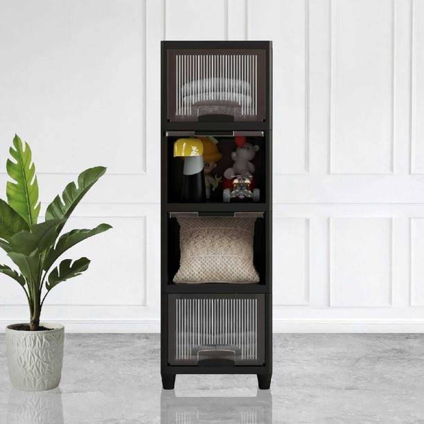 Flipkart SmartBuy 4 Layer Heavy Duty Plastic Storage Drawer with Wheels | Modular Cabinet for Home Plastic Free Standing Chest of Drawers