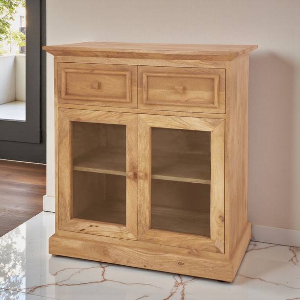 THE ATTIC The Attic Ardenwood Classic Glass Door Sideboard , wooden sideboard, Natural Solid Wood Free Standing Sideboard