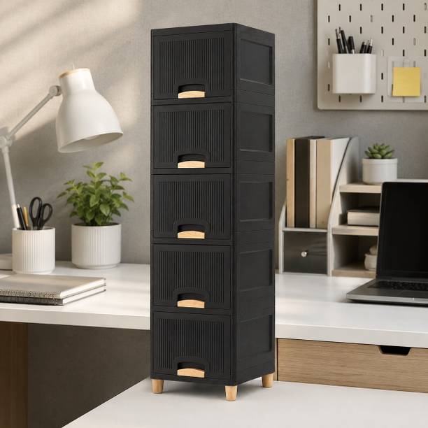 JAINPET Vertical Bedroom Cabinet Organizer with Multiple Drawers for Easy Storage Plastic Free Standing Sideboard