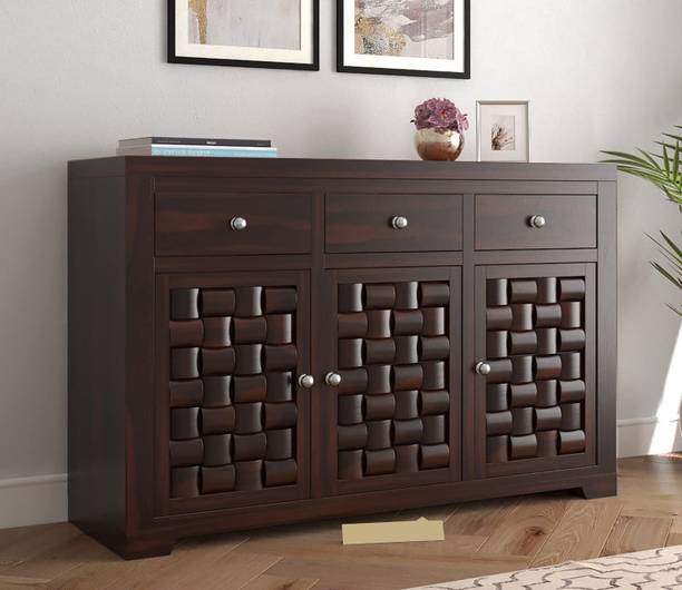 Credenza Sideboard Cabinet with 3 Drawers and 3 Shelves for Home Living Room Furniture Solid Wood Free Standing Sideboard