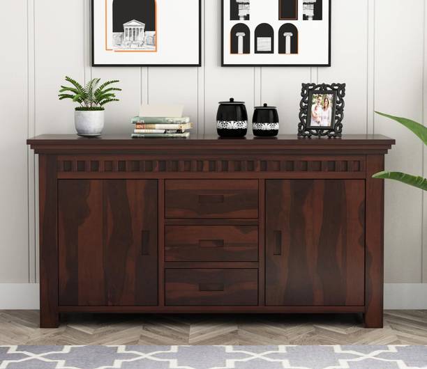 MODI EXPORT Solid Sheesham Wood Wooden Cabinet Sideboard with 3 Drawers and 2-Door Storage Solid Wood Free Standing Sideboard