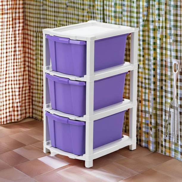 PALAK 3 Plastic Modular Drawer System for Home, Office, Hospital, Parlor, Doctors Plastic Free Standing Chest of Drawers