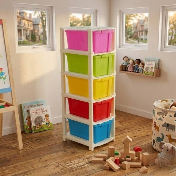 NESTWARE PLASTIC INDUSTRY 5 Layer Plastic Storage Drawer Rack Multipurpose Home Organizer Cabinet Plastic Free Standing Chest of Drawers