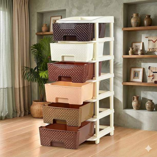 Sumoware 6 Layer Multi-Purpose Storage Organizer For Kids Room Bathroom & Parlour Plastic Free Standing Cabinet