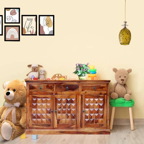 MoonWooden solid Sheesham Wood Sideboard With Door & Drawer Storage For Bedroom & Storage Solid Wood Free Standing Sideboard