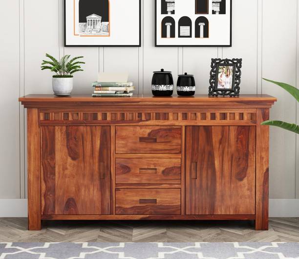 kusum handicrafts Sheesham Wood Cabinet with Multiple Storage Free Standing Sideboard Engineered Wood Kitchen Cabinet