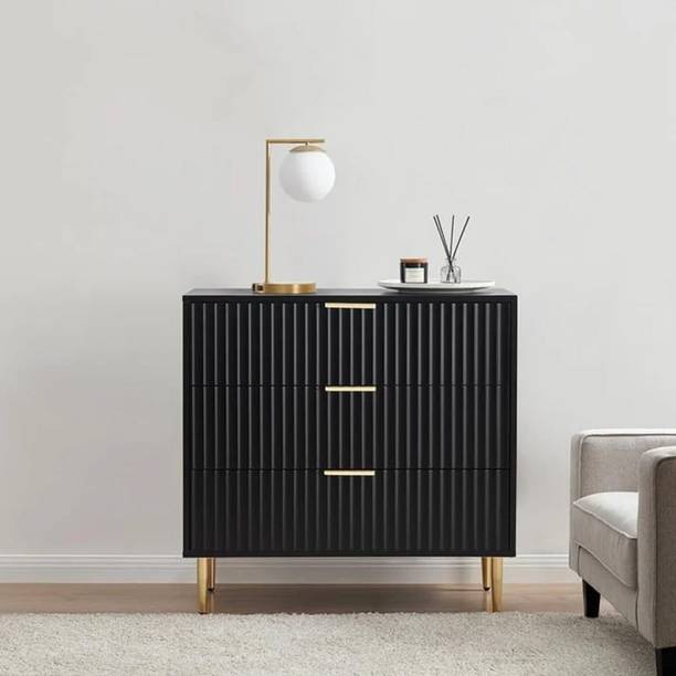 FURNITELL 3 Drawers Dresser Console Cabinet for Bedroom Engineered Wood Free Standing Sideboard