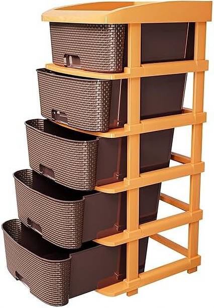 Flipkart SmartBuy 5-Tier Plastic Storage Cabinet Modular Plastic Drawer for Home/Office/Hospital Plastic Kitchen Trolley