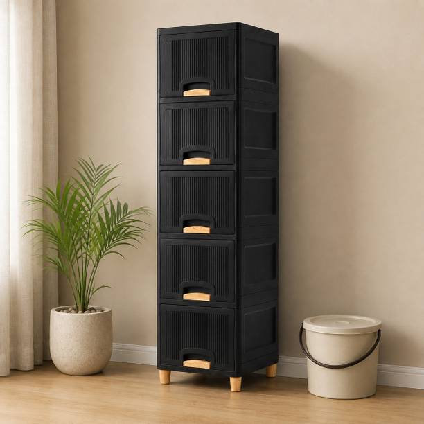 Viseman Freestanding Tall Drawer Organizer for Home and Room Storage Needs Plastic Crockery Cabinet