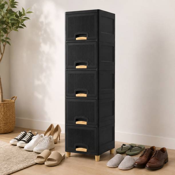 ZUDAZ Modern Living Room Storage Tower with Multiple Drawers for Organization Plastic Crockery Cabinet