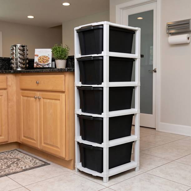 MAXTID Plastic Almirah for Bedroom Use Plastic Free Standing Cabinet