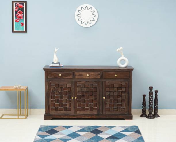 Woodefly TV Cabinet for Living Room Wooden Crockery Cabinet Kitchen Cabinet for Storage Solid Wood Free Standing Cabinet