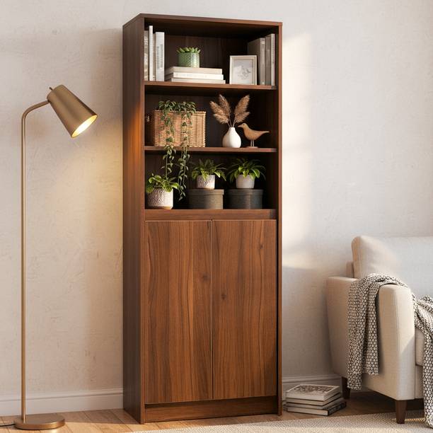 KIK Alvin Multipurpose Cabinet | 2 Door Storage Cabinet with 6 Shelves Engineered Wood Free Standing Cabinet