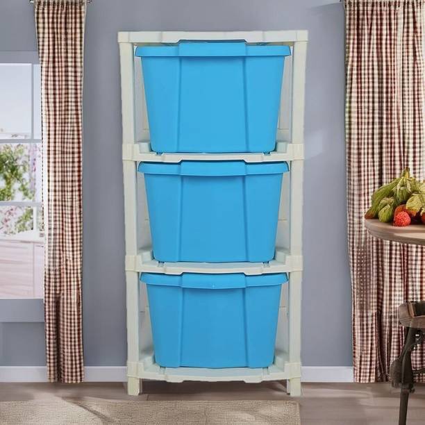 Flipkart Perfect Homes Studio 3 Plastic Modular Drawer System for Home, Office, Hospital, Parlor, Doctors Plastic Free Standing Chest of Drawers