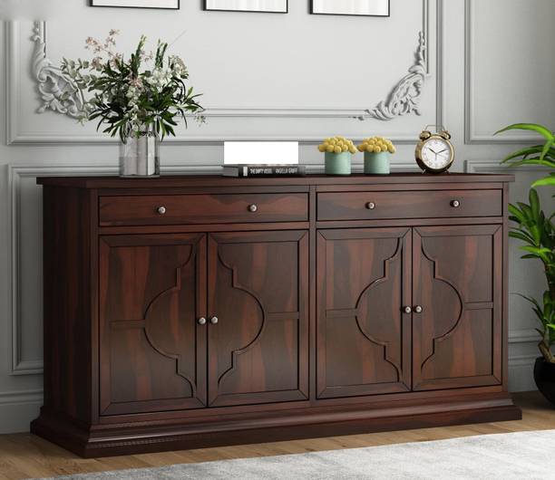 HAVORI FURNITURE Pure Sheesham Solid Wood Sideboard For Living Room with 2 Drawers & 4 Shelves Solid Wood Free Standing Sideboard