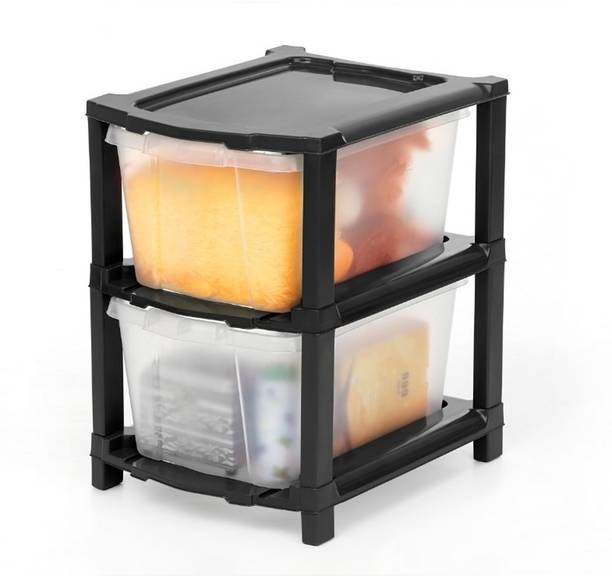 crokdox 2-Layer Drawer Organizer for Home, Cosmetics, Bedroom & Office Plastic Free Standing Cabinet