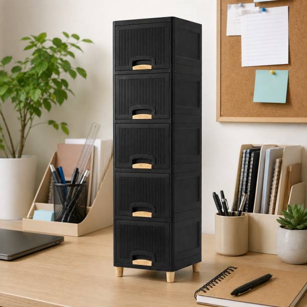 ZUDAZ Space Saving Utility Cabinet Tower with Multiple Practical Drawers Plastic Crockery Cabinet