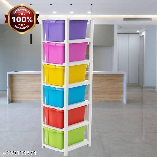 heriss 6 layer Plastic Modular Drawer System for Home and Parlor Plastic Free Standing Cabinet