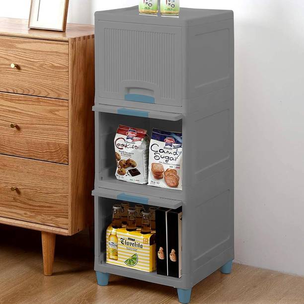 ALCY 3 Layer Plastic Wardrobe For Clothes : Versatile Plastic Cupboard Plastic Free Standing Chest of Drawers