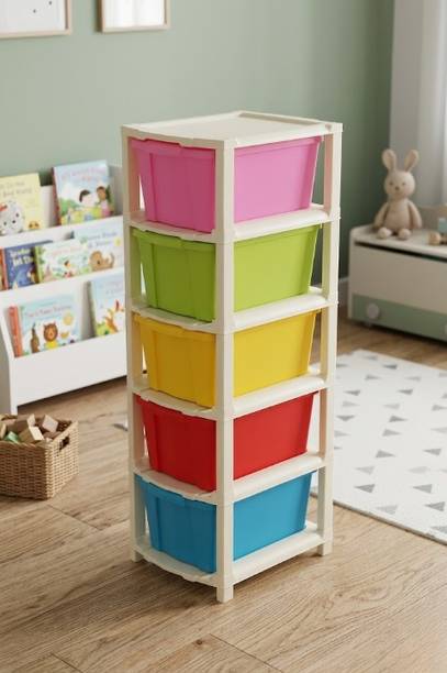 elric 5 Drawer Storage Rack Organizer for Bedroom, Kitchen & Living Room Plastic Free Standing Chest of Drawers