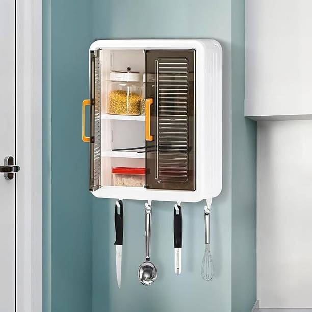 Vishbin Bathroom Cabinet with Wash Basin Storage Plastic Wall Mount Cabinet