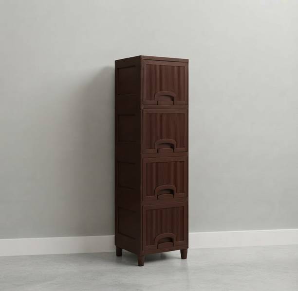 MAXTID Plastic Organizer Cupboard for Home and Kitchen Storage Plastic Free Standing Chest of Drawers