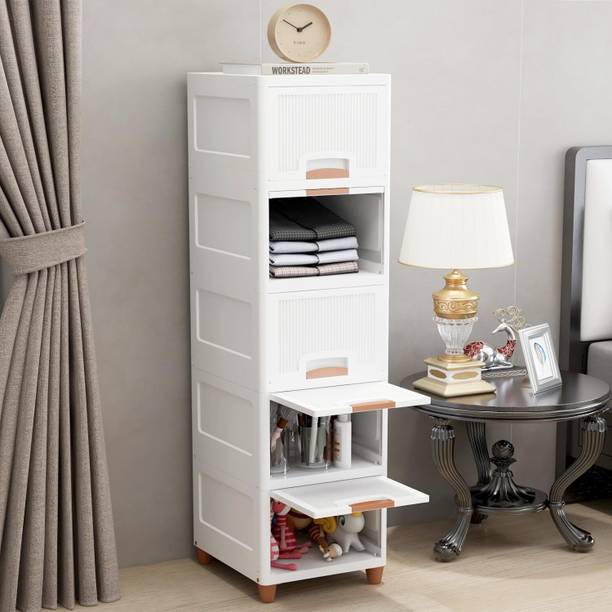 PADMANI 5-Tier Plastic Drawer Cabinet – Stackable Storage Organizer for Clothes, PP Collapsible Wardrobe
