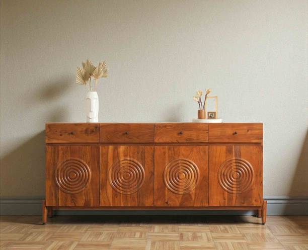 Woodefly Italy Large Wooden Sideboard cabinet- 4 Doors and Drawers Solid Wood Free Standing Sideboard