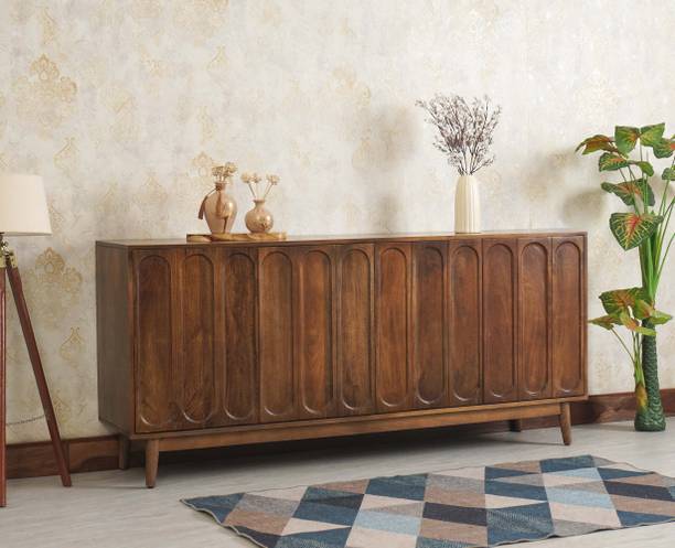 Woodefly Tirupati Solid Wood Sideboard Cabinet Four Door Solid Wood Free Standing Sideboard