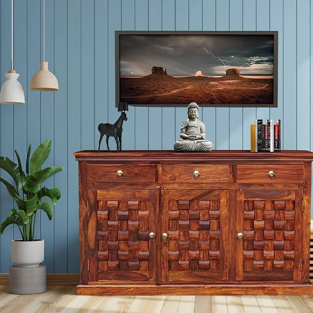 CLANECRAFT Solid Sheesham Wood Side Board Cabinet/Tv Unit For Living Room/Bedroom / Hotel | Solid Wood Free Standing Sideboard