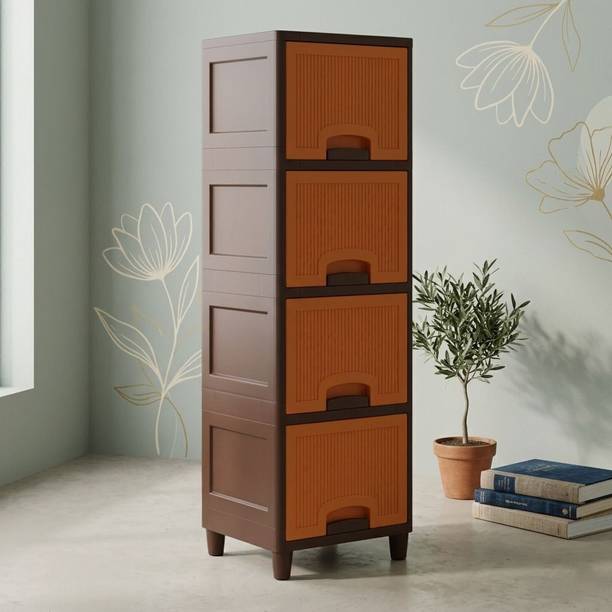 MAXTID 4 tier storage- modular usefull in home kitche, office,bedroom Plastic Free Standing Cabinet