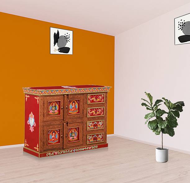 APRODZ Drago Wooden Handpainted Sideboard Storage Cabinet Solid Wood Free Standing Chest of Drawers