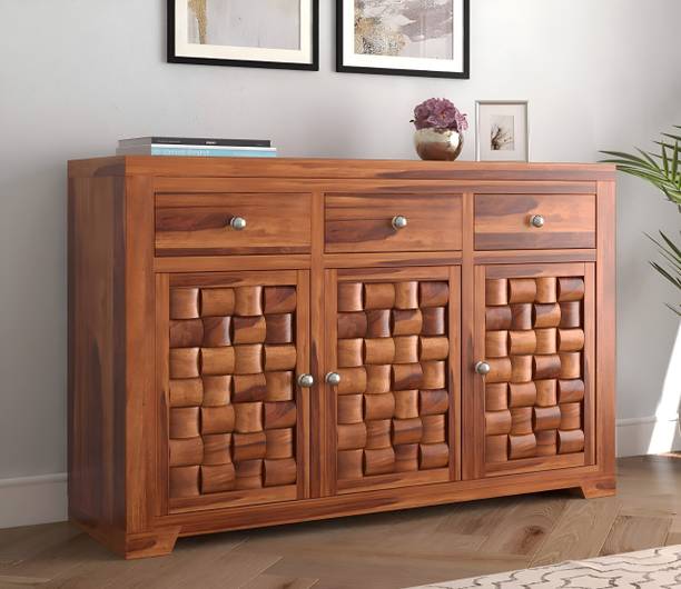 Krishna Wood Decor Solid Sheesham Wood Cabinet & Drawer With Storage For Living Room And Bedroom Solid Wood Free Standing Sideboard