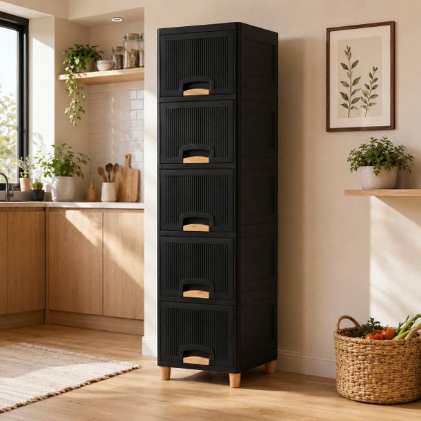 JAINPET Space Efficient Office Cabinet with Multiple Drawers for Accessories Plastic Crockery Cabinet