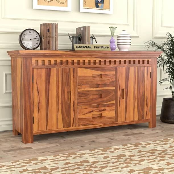 GADWAL FURNITURE Pure Sheesham Solid Wood Cabinet Sideboard With 3 Drawer & 4 Shelves Solid Wood Free Standing Cabinet