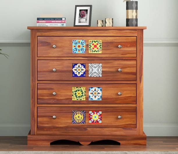 Credenza Handcrafted Chest of Drawers with 4 Drawers Sideboard Cabinet Storage Solid Wood Free Standing Sideboard