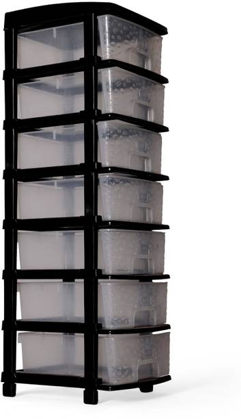 ASHLAS 7 Plastic Modular Drawer System for Home, Office, Free Standing Chest of Drawer PP Collapsible Wardrobe