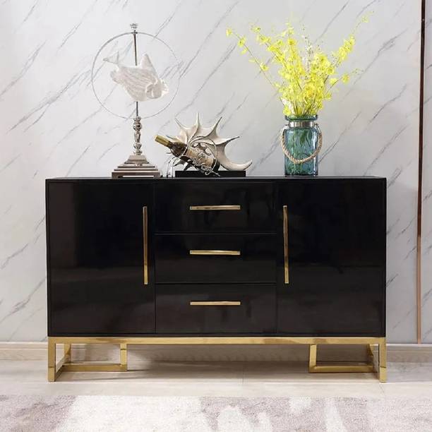 Kd Kohinoor Décor Black 47" Wood Multipurpose Sideboard with Drawers Modern Sideboard Buffet Engineered Wood Free Standing Sideboard