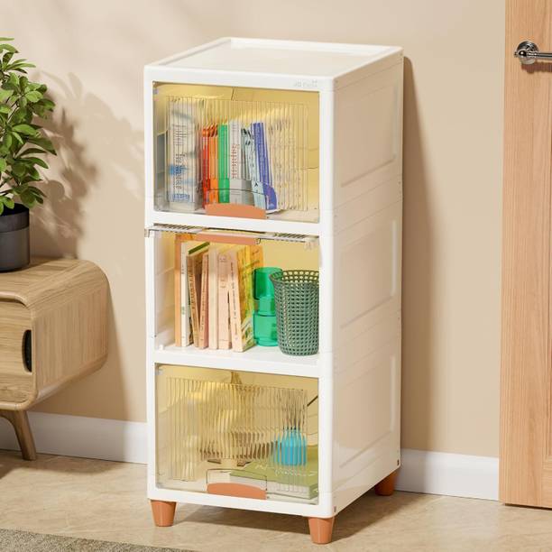 Velfree Plastic Wardrobe Organizer/Foldable Cupboard for Storage/Stackable Storage Plastic Free Standing Cabinet