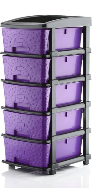 PALAK 5 Plastic Modular Transparent Drawer System for Home, Office, Hospital, Parlor Plastic Free Standing Chest of Drawers