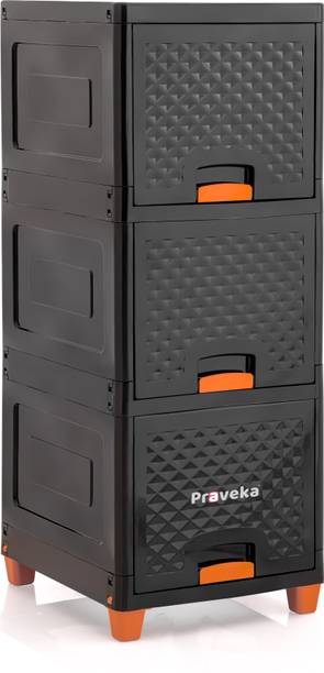 Praveka 3 Doors Multi-Purpos Storage Plastic Free Standing Cabinet