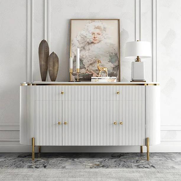 NG Decor Yelly 55.1" Modern Marble Top Buffet & Sideboard Doors & Drawers & Shelves Engineered Wood Free Standing Sideboard